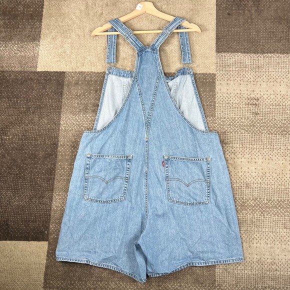 Levis Two Horse Brand Denim Shortalls Overalls Light Wash Cotton Womens XL - Picture 3 of 10